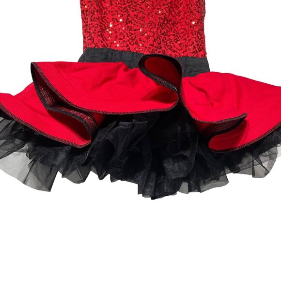 weissman dance costume red sequin black tutu MC - Picture 2 of 7